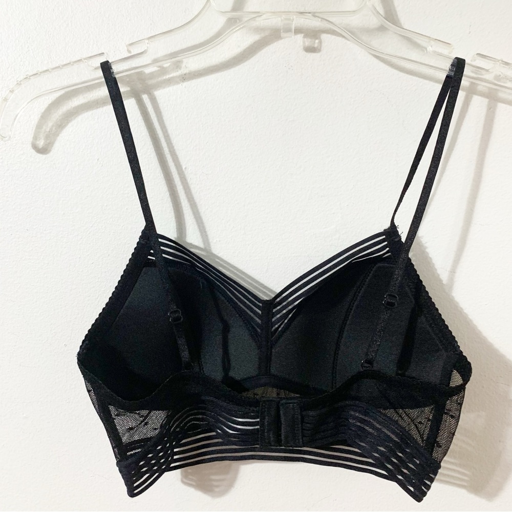 Black Mesh Strappy Bra Bralette Padded Crop Top Medium Style 8807 - Picture 5 of 12